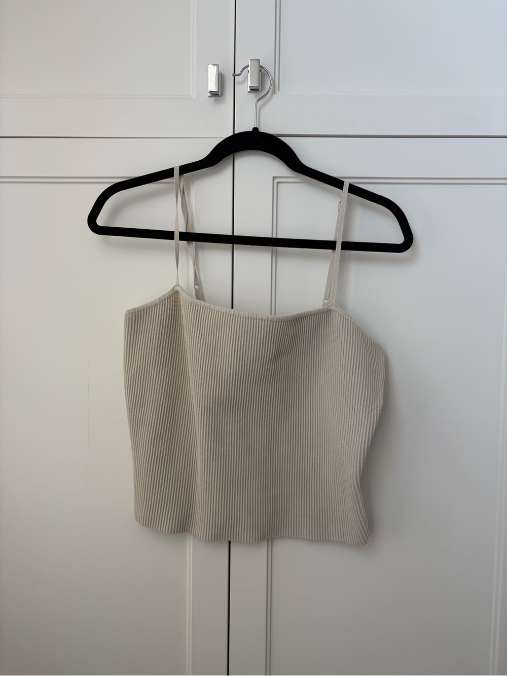 Aritzia Ribbed Cream Spaghetti-Strap Tank